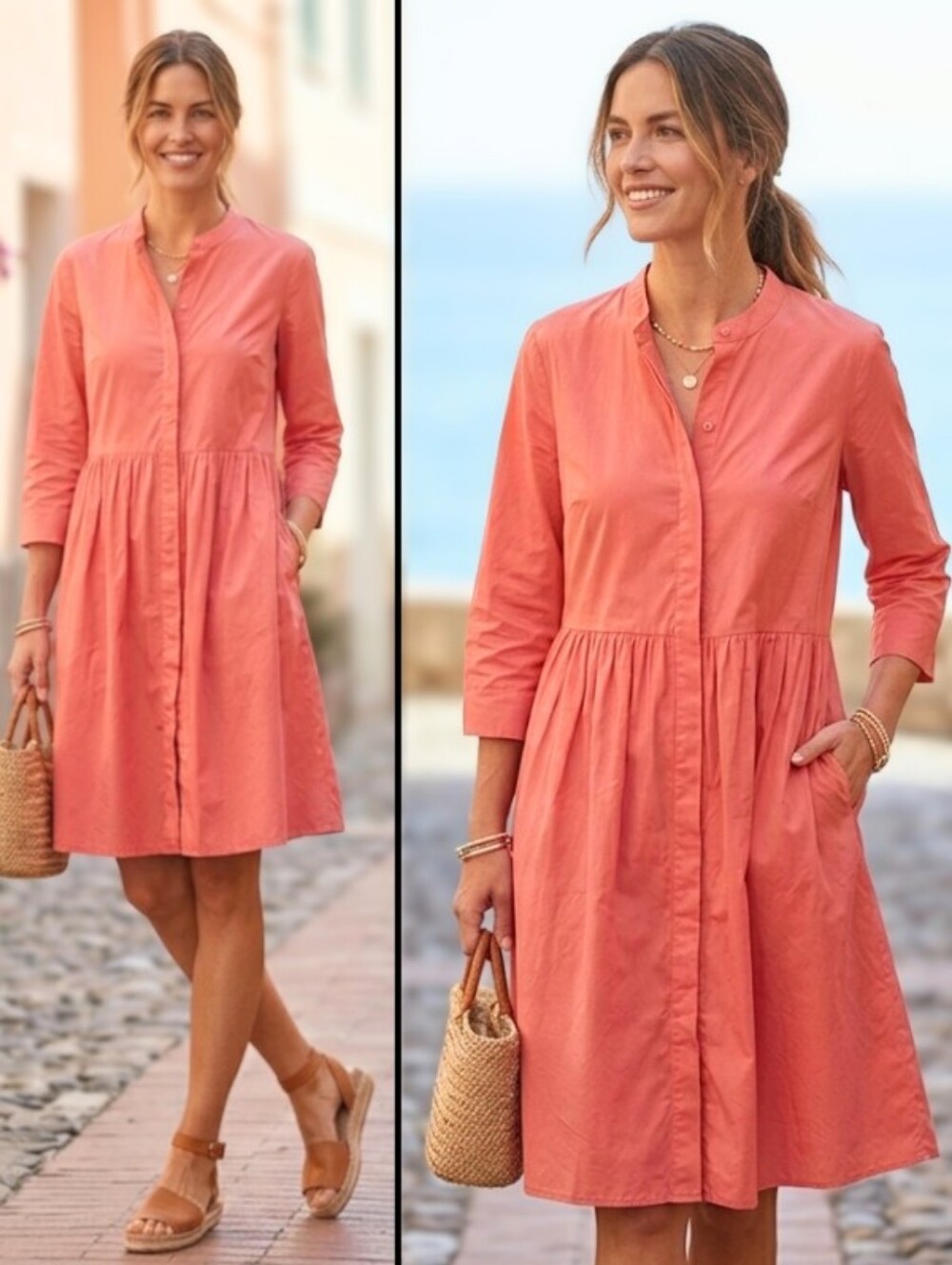 NEW Tuckernuck Poppy Pink Cotton Poplin Royal Shirt Dress Mini Preppy Size L